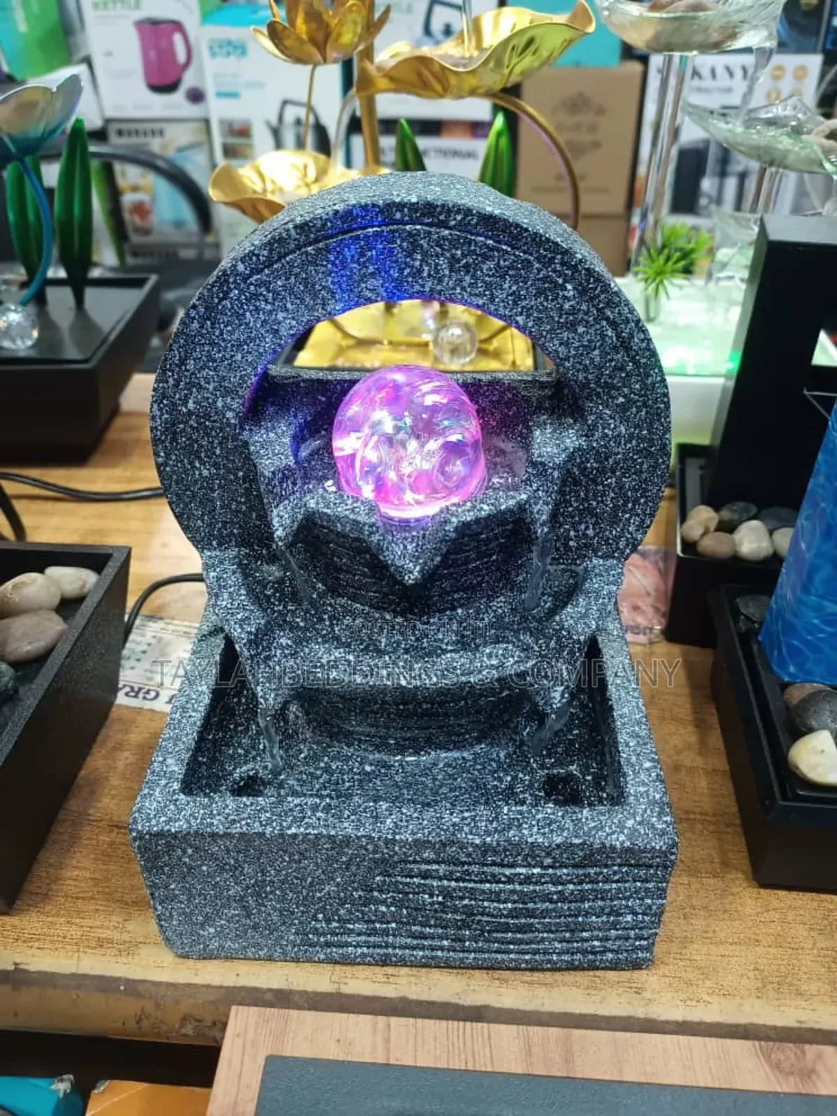 Home Decor Tabletop Fountain, Modern Tier Rock Bowls