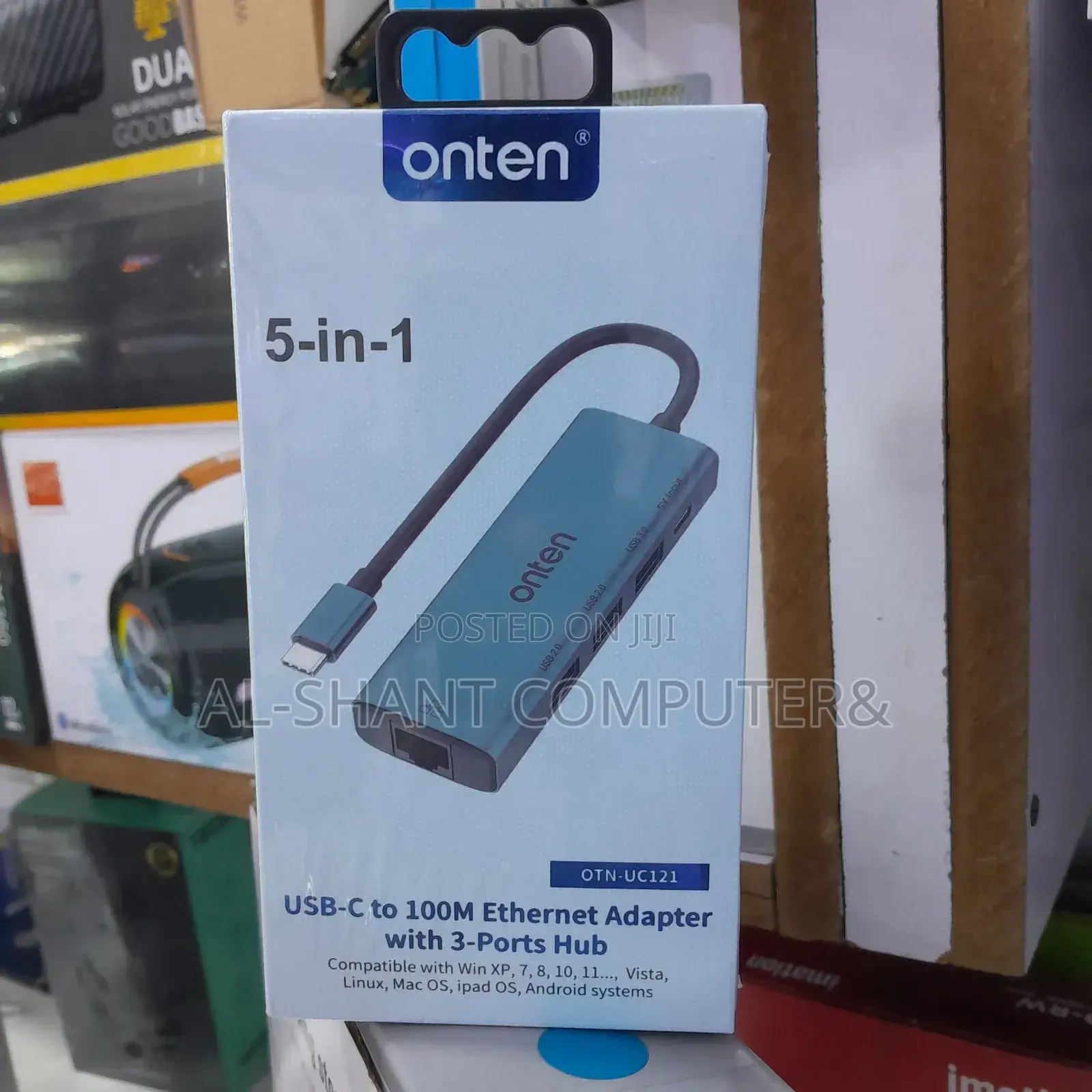 Onten Usb-C to 100M Ethernet Adapter With 3 USB Port Hub