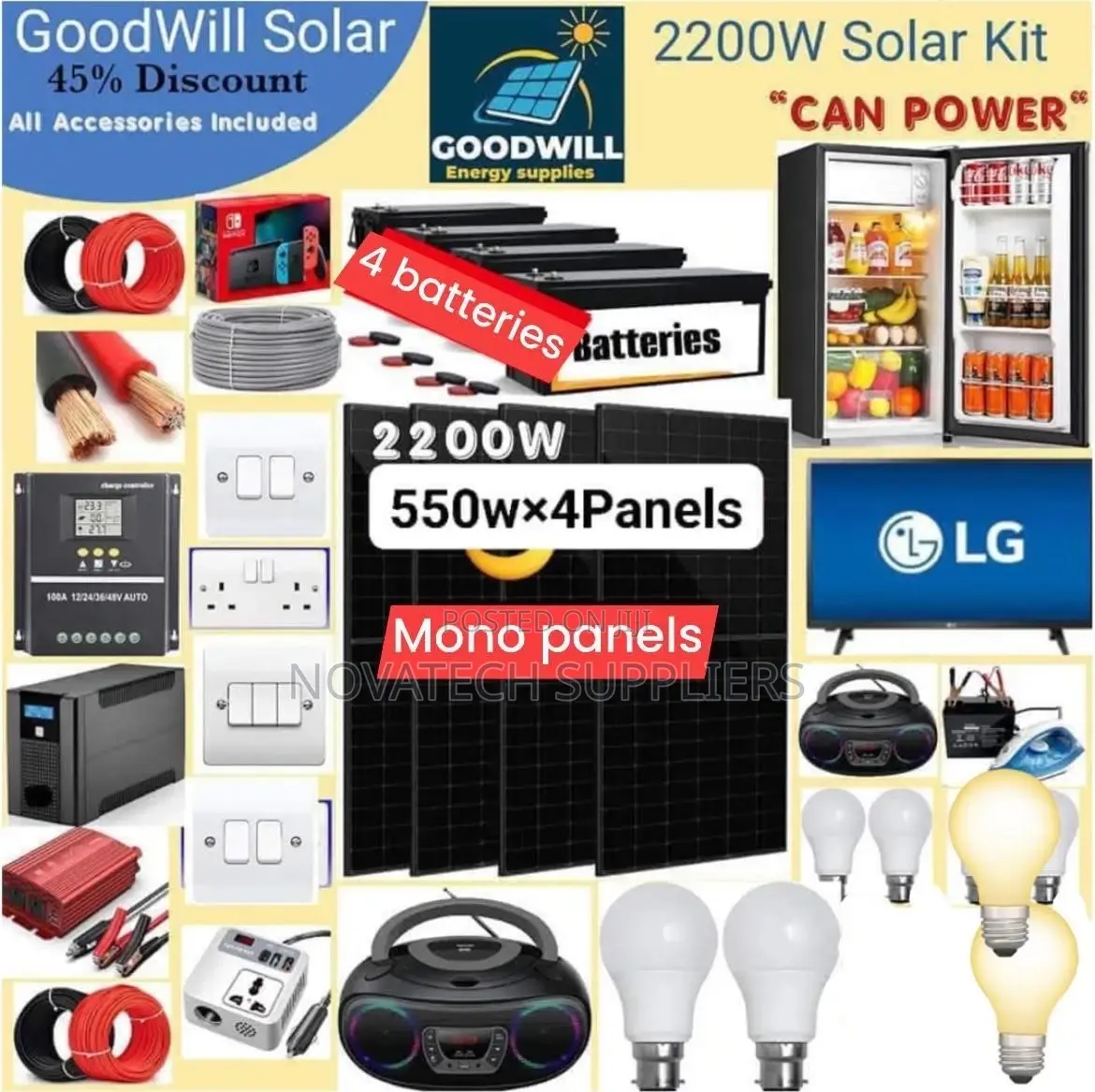 2200W Solar Energy System Full Kit