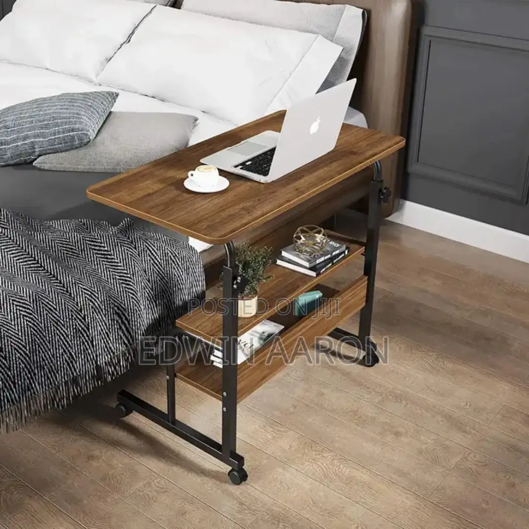 Adjustable Laptop Table With Shelves and Wheels