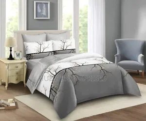 4pc Duvet 5x6 Grey and Off White