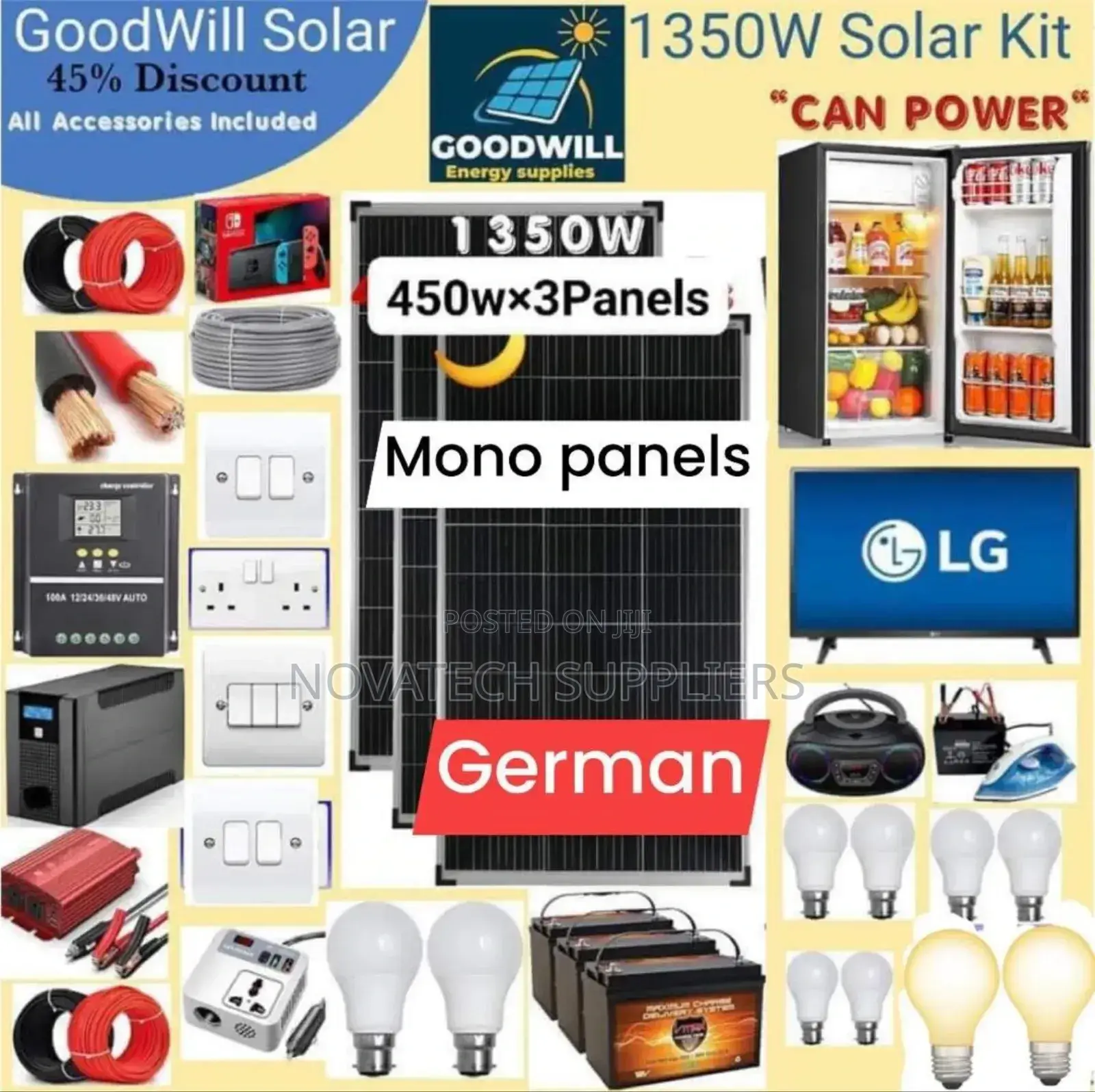 1350W Solar Energy Complete System/ Germany Made.