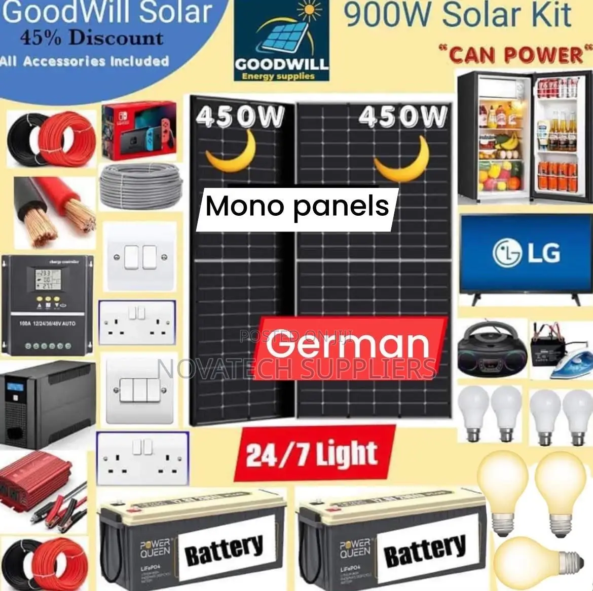 900W Solar System Full Kit/ Mono Panels