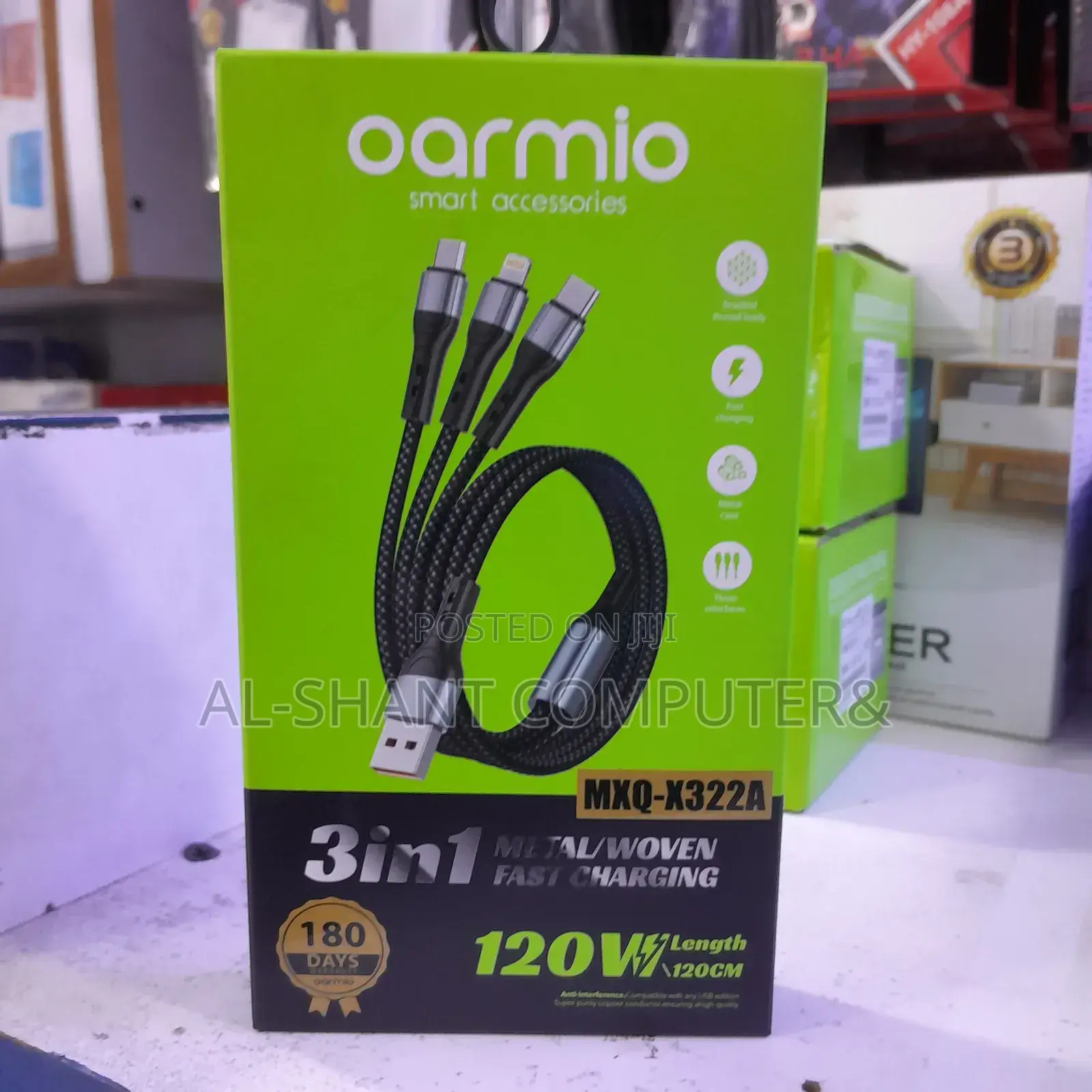 Oraimo 3in1 Metal Woven Dast Charging Cable