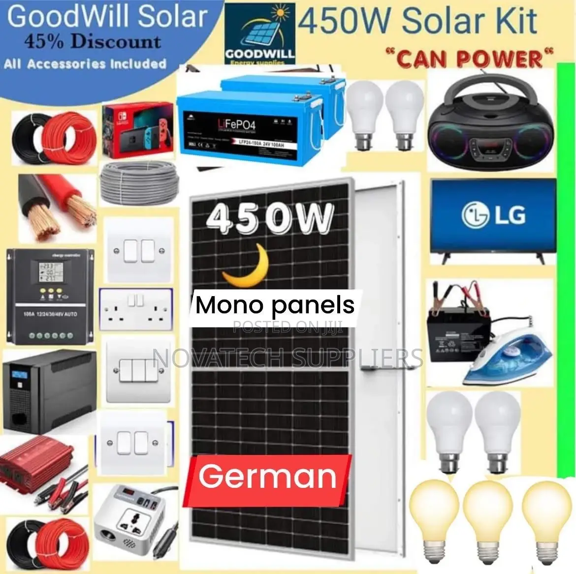 450W Solar Energy System Full Kit / Durable Solar Products