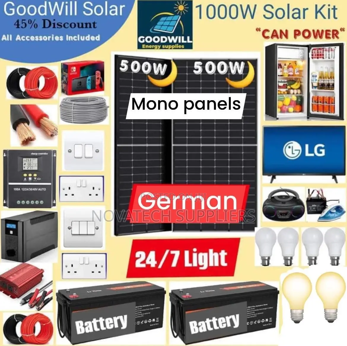 1000W Solar Energy System Full Kit / Durable Solar Products