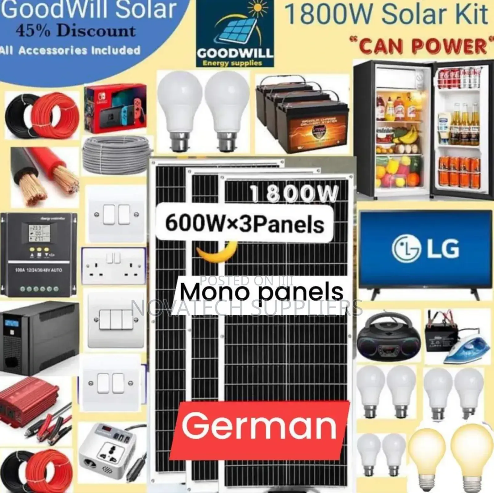 1800W Solar System Full Kit / Germany Solar.