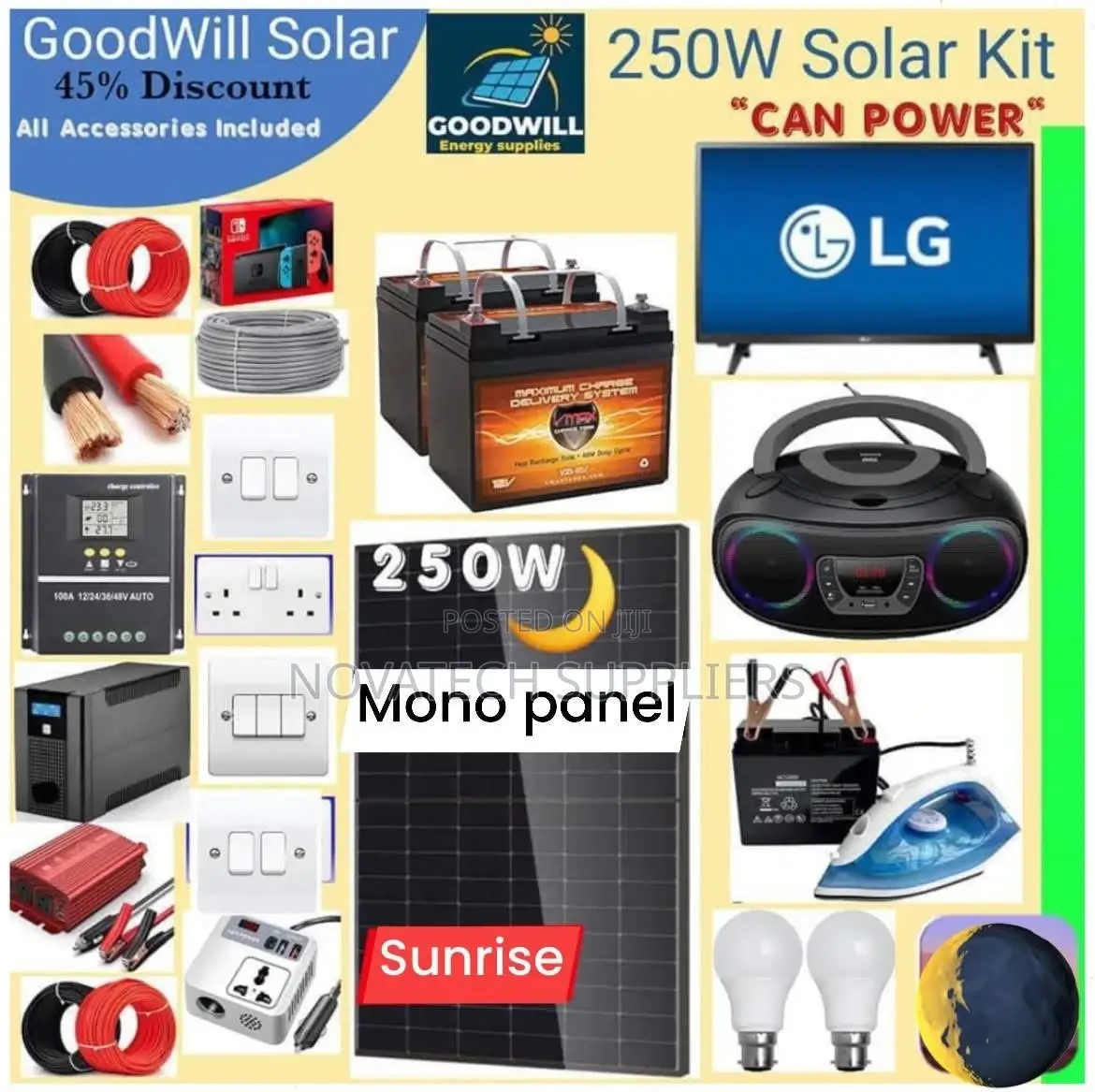 250W Solar Energy System Full Kit / Sunshine Solar