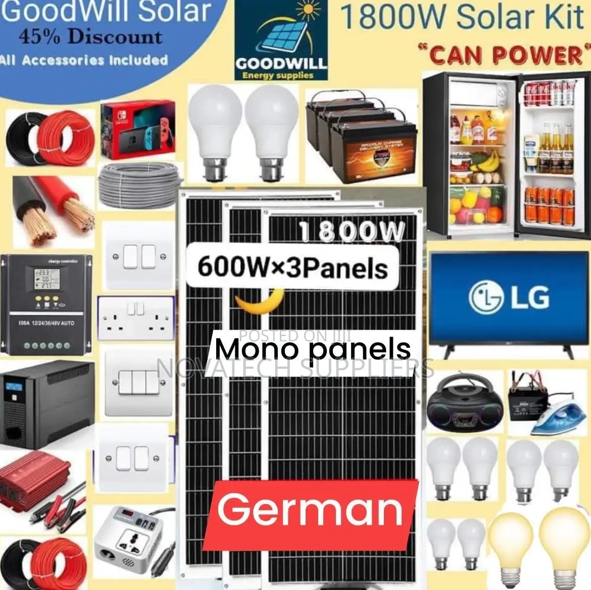 1800W / 1.8KW Solar Energy System Full Kit