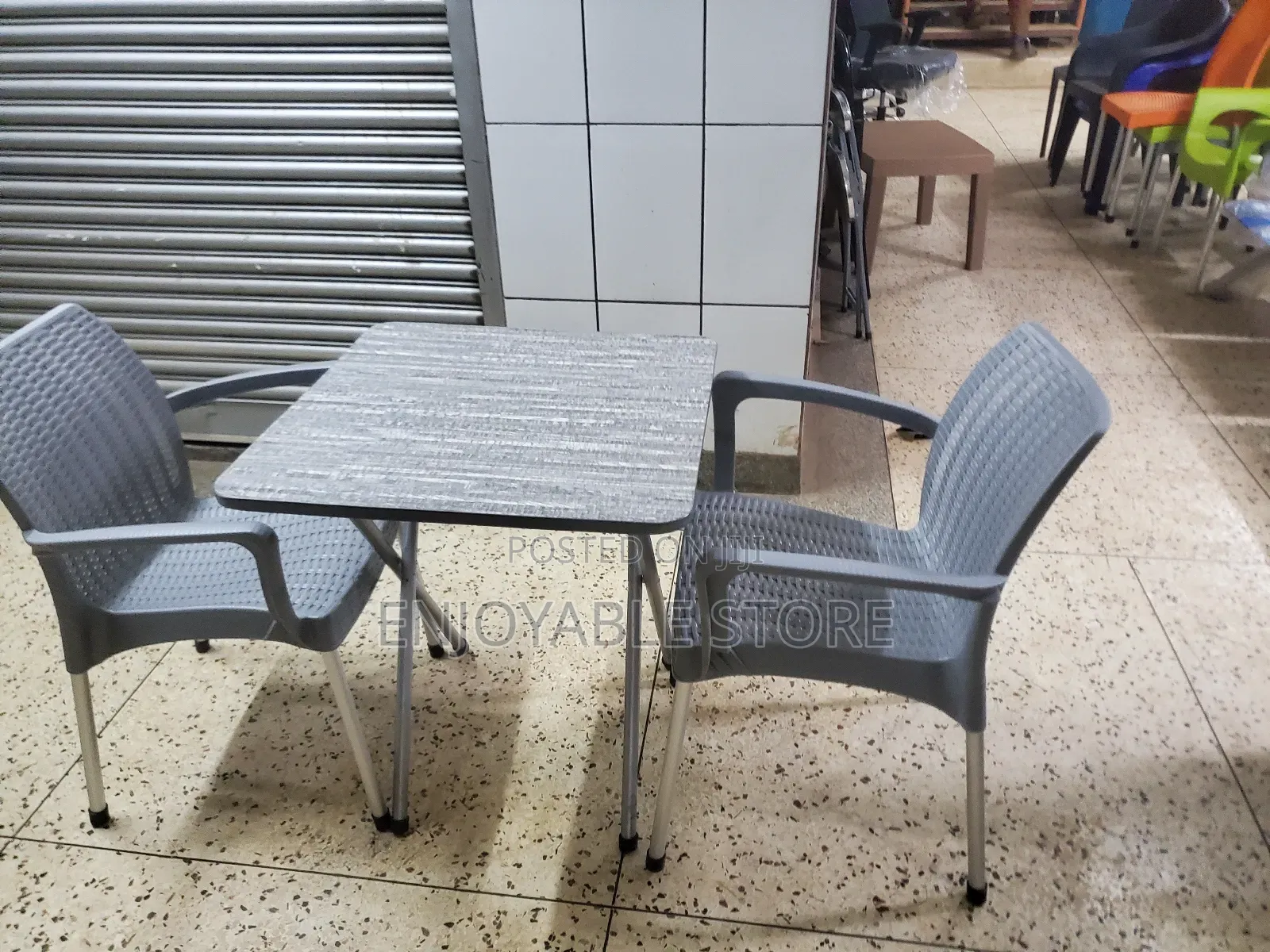 Foldable Reading Table and 2 Plastic Chairs
