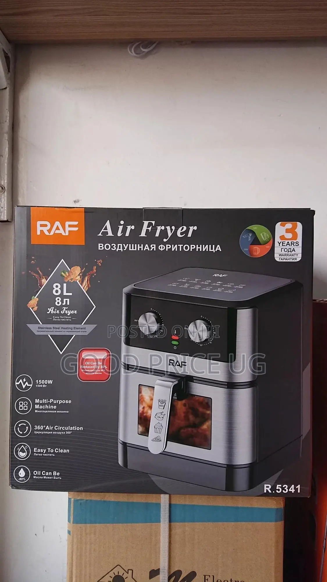 8L Raf Manual Air Fryer/ 360 Air Circulation