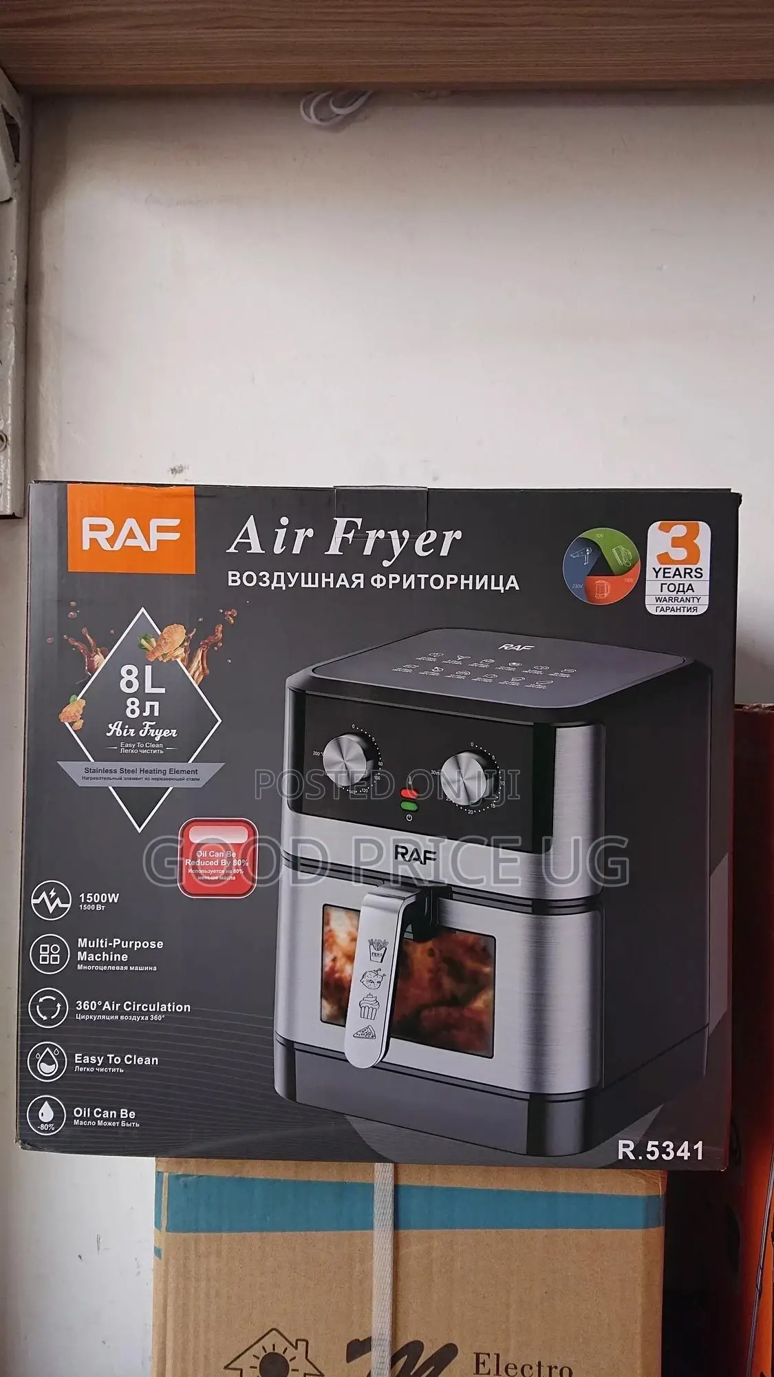 8L Raf Manual Air Fryer/ 360 Air Circulation