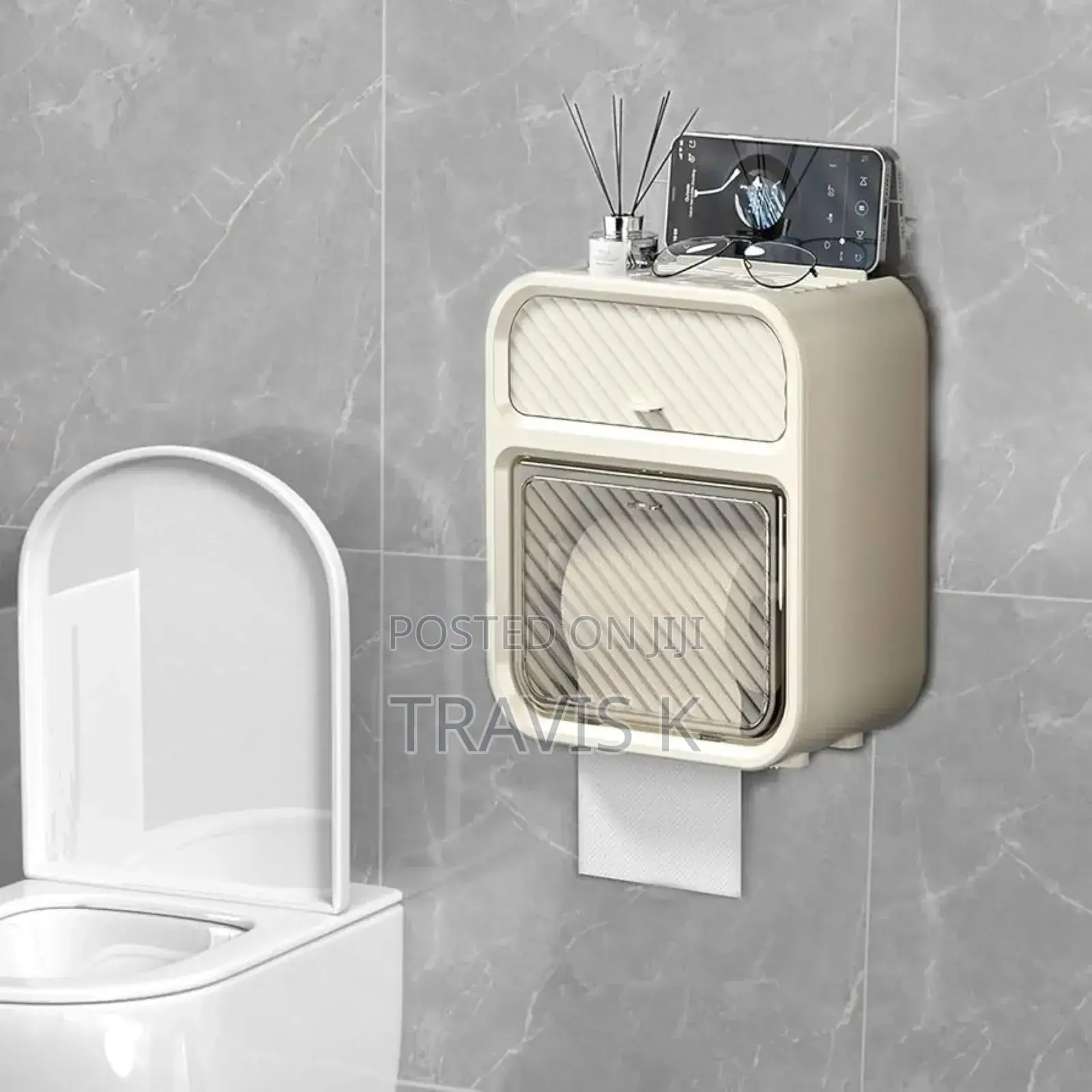 Wall Mount Toilet Roll Dispenser Organizer