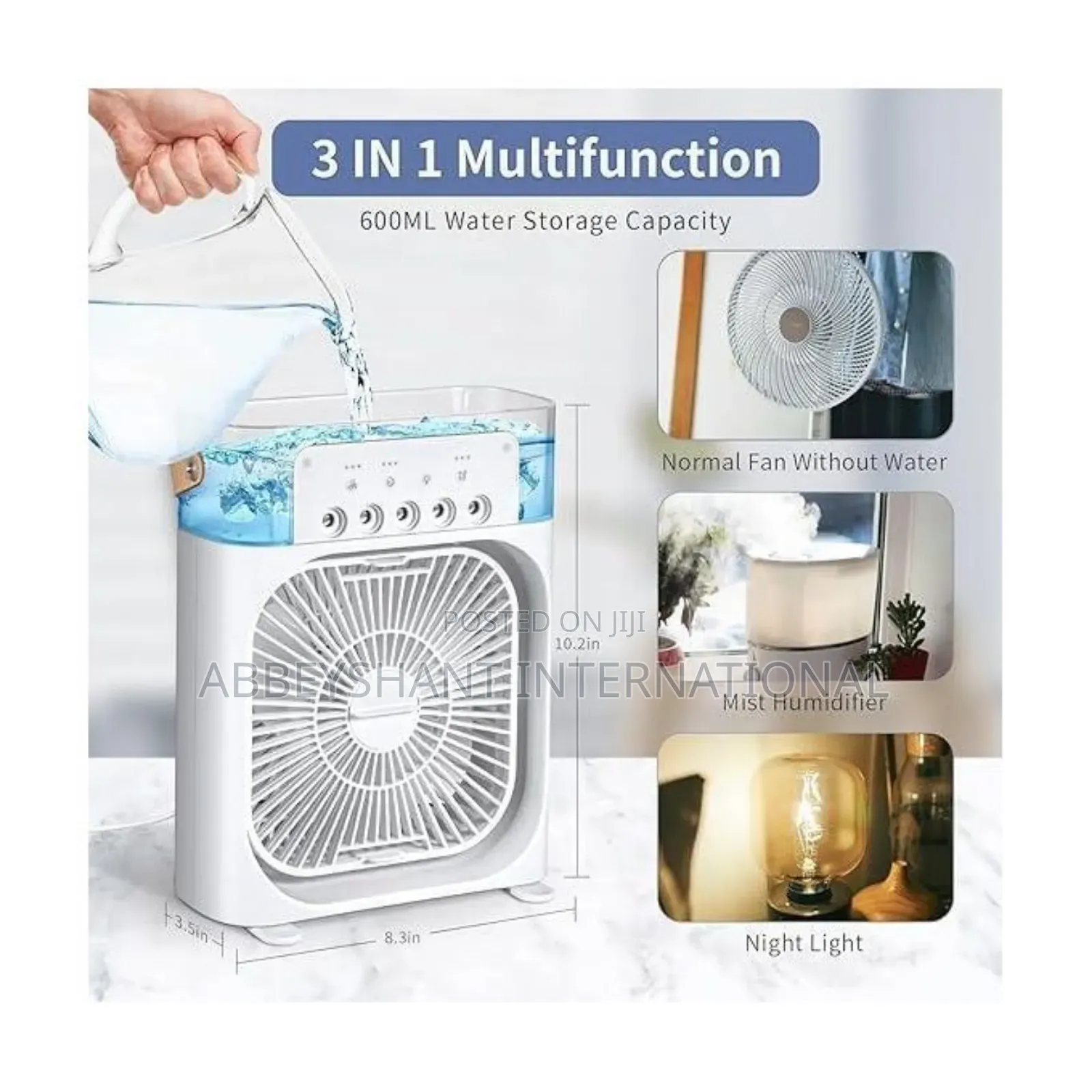 3 in 1 Electric Air Cooler Fan and Humidifier-Multicolours