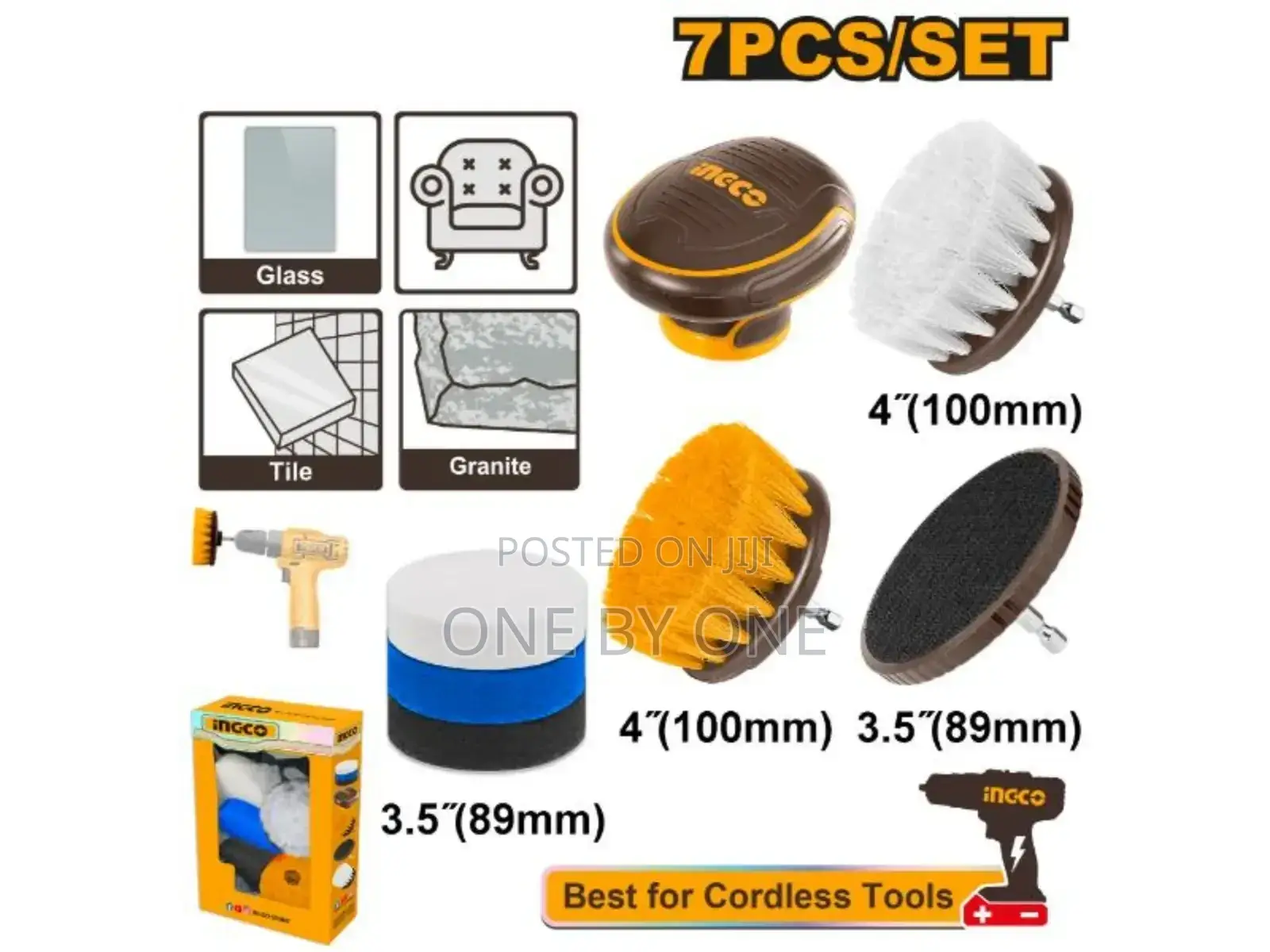 Ingco 7 Pieces Cleaning Brush Set Compatible With Drill