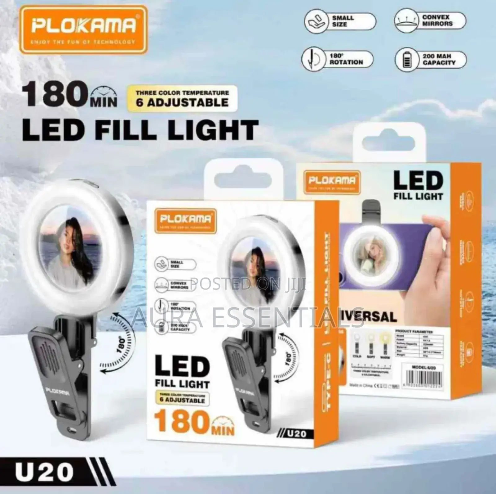 Jual PLOKAMA U20 Ring LED Selfie Mirror Clip