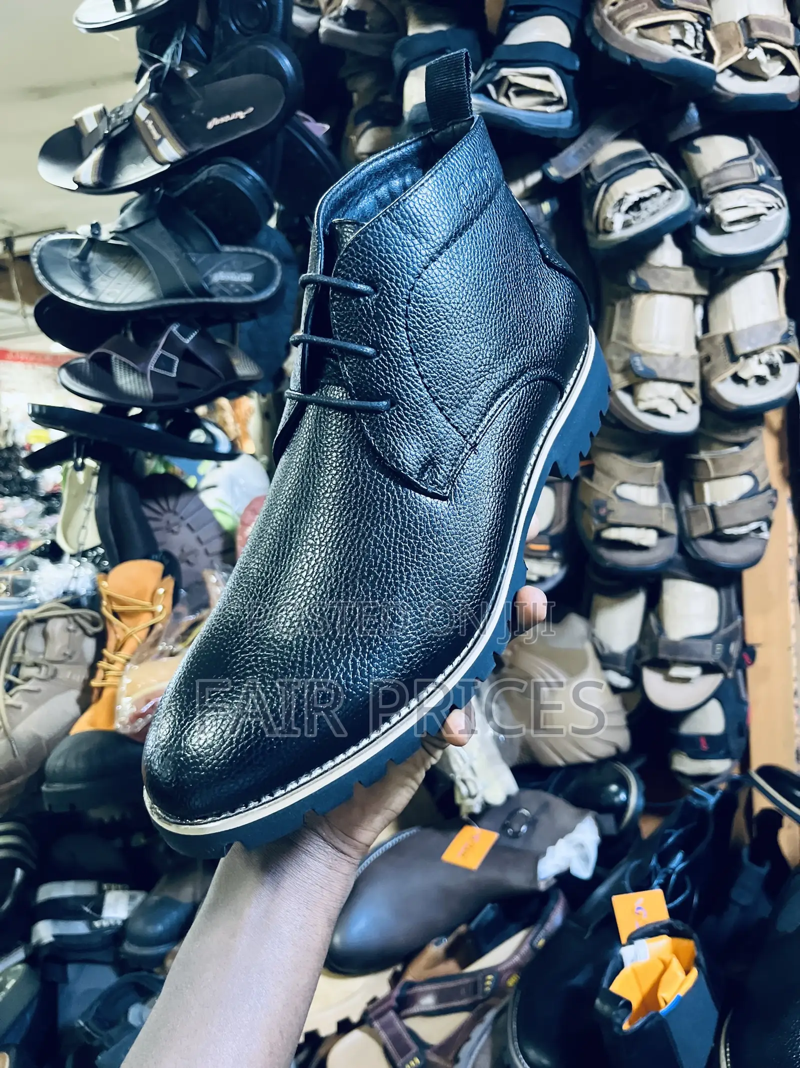 Leather Black Laced Boot