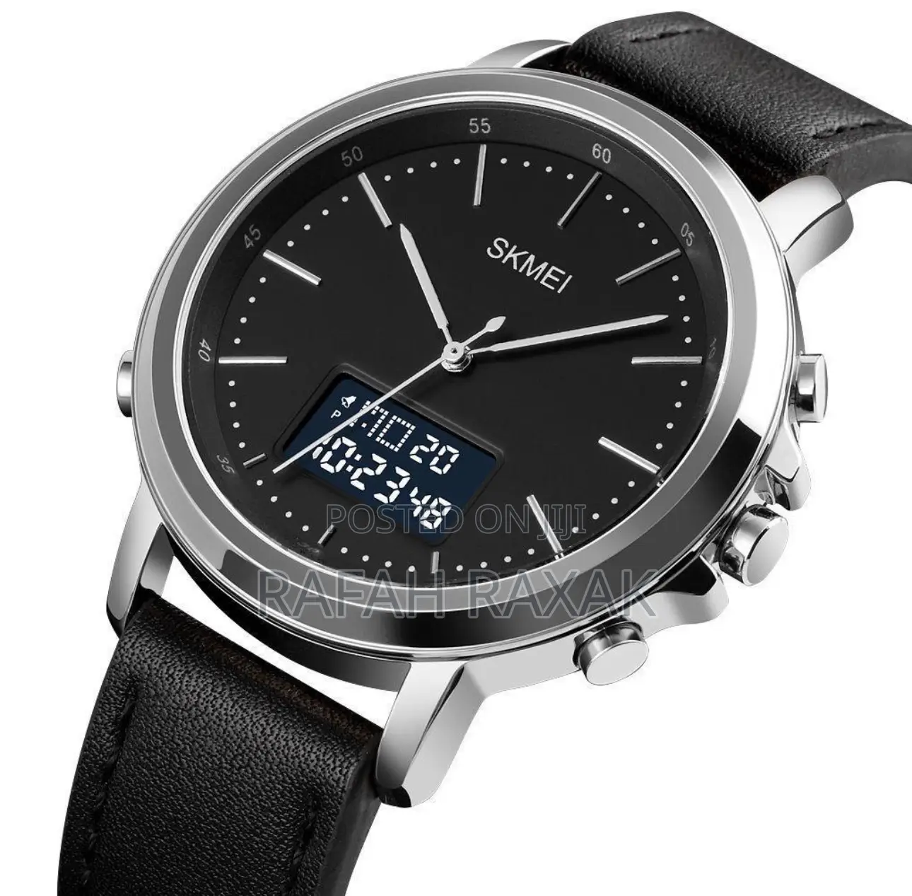 Original Black SKMEI Analog Digital Quartz Leather Watch