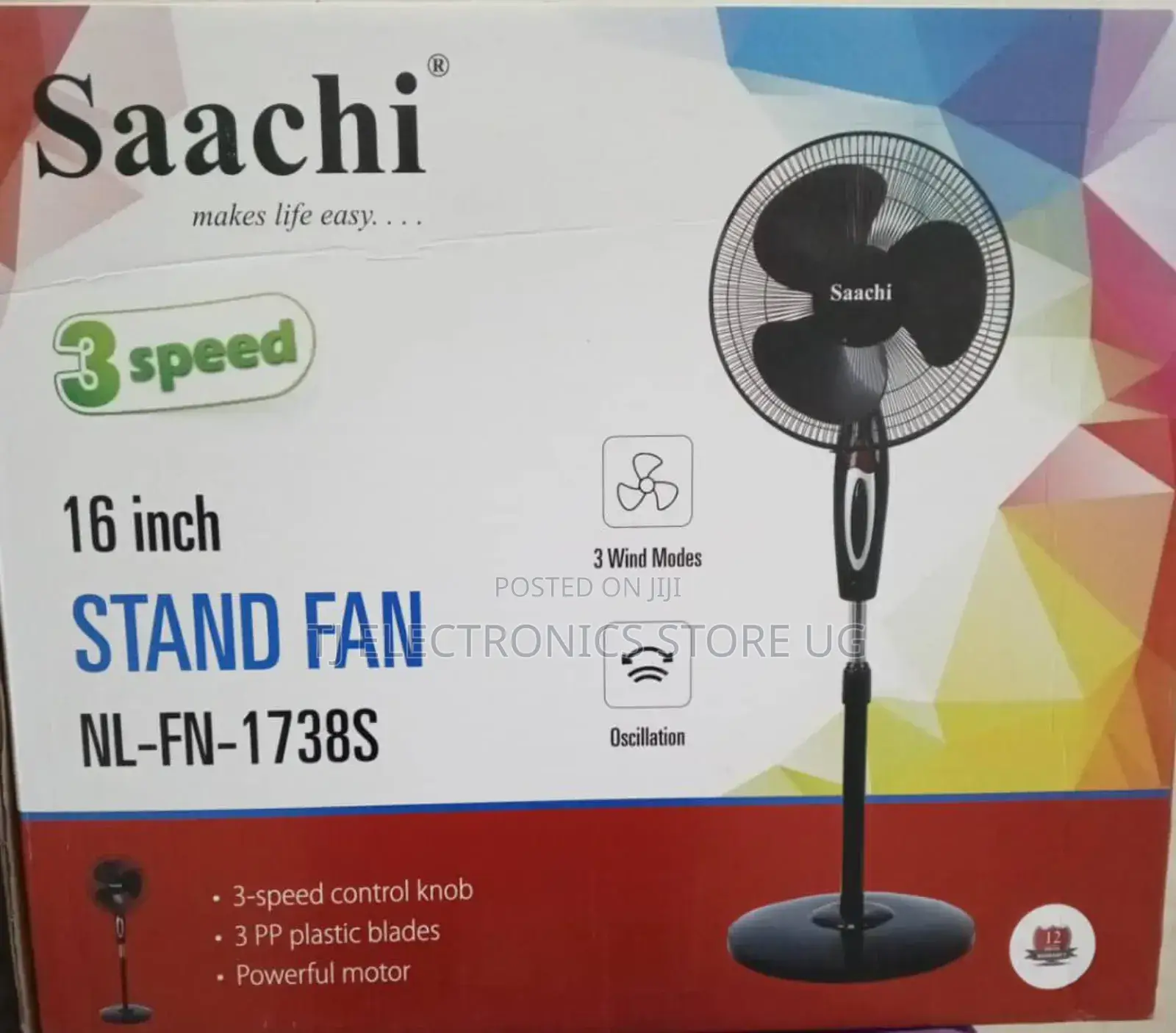 Saachi 3 Speed Stand Fan