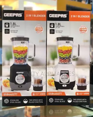 Geepas 2-in-1 Blender- Gsb44027t/ 600 W