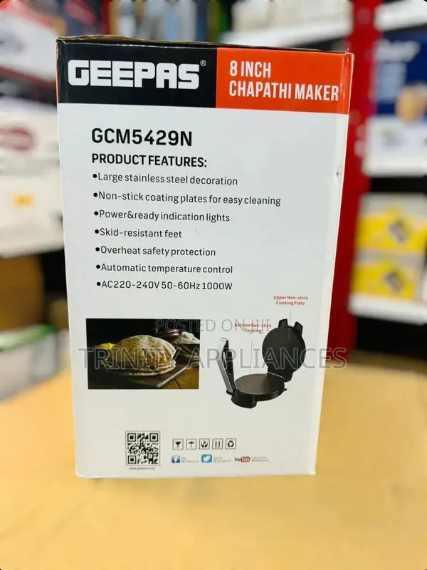 Geepas 8 Inch Chapathi/Roti Maker Gcm5429n