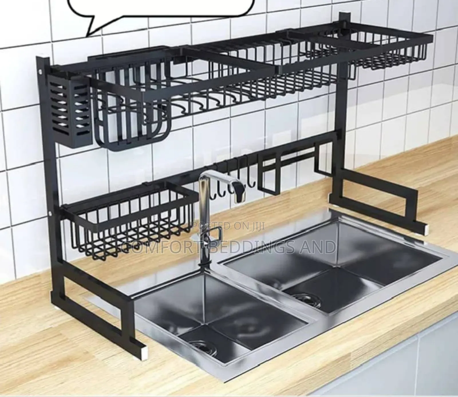 Metallic Kitchen Rack Black