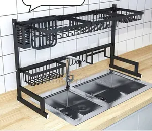 Metallic Kitchen Rack Black
