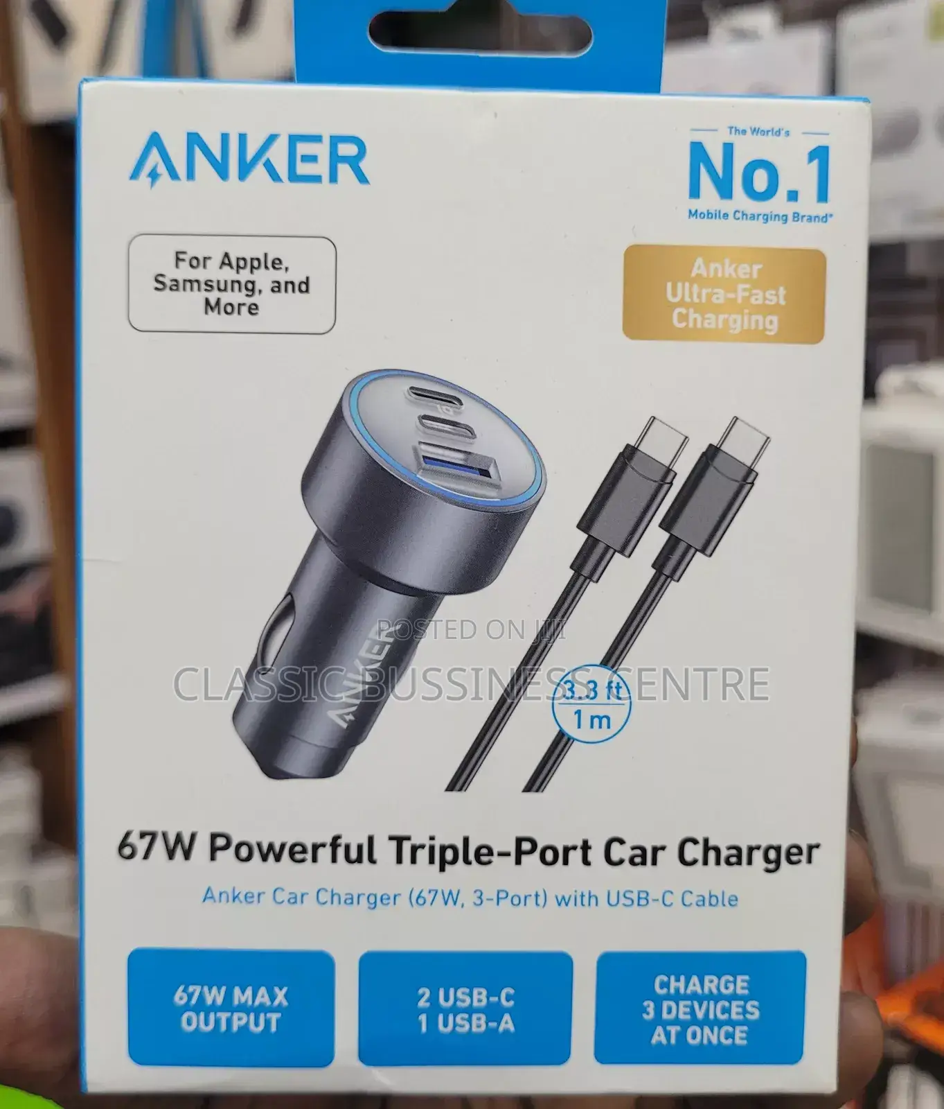 67w Dual Pd Car Phone Charger/ Anker Super Fast Car Adapter