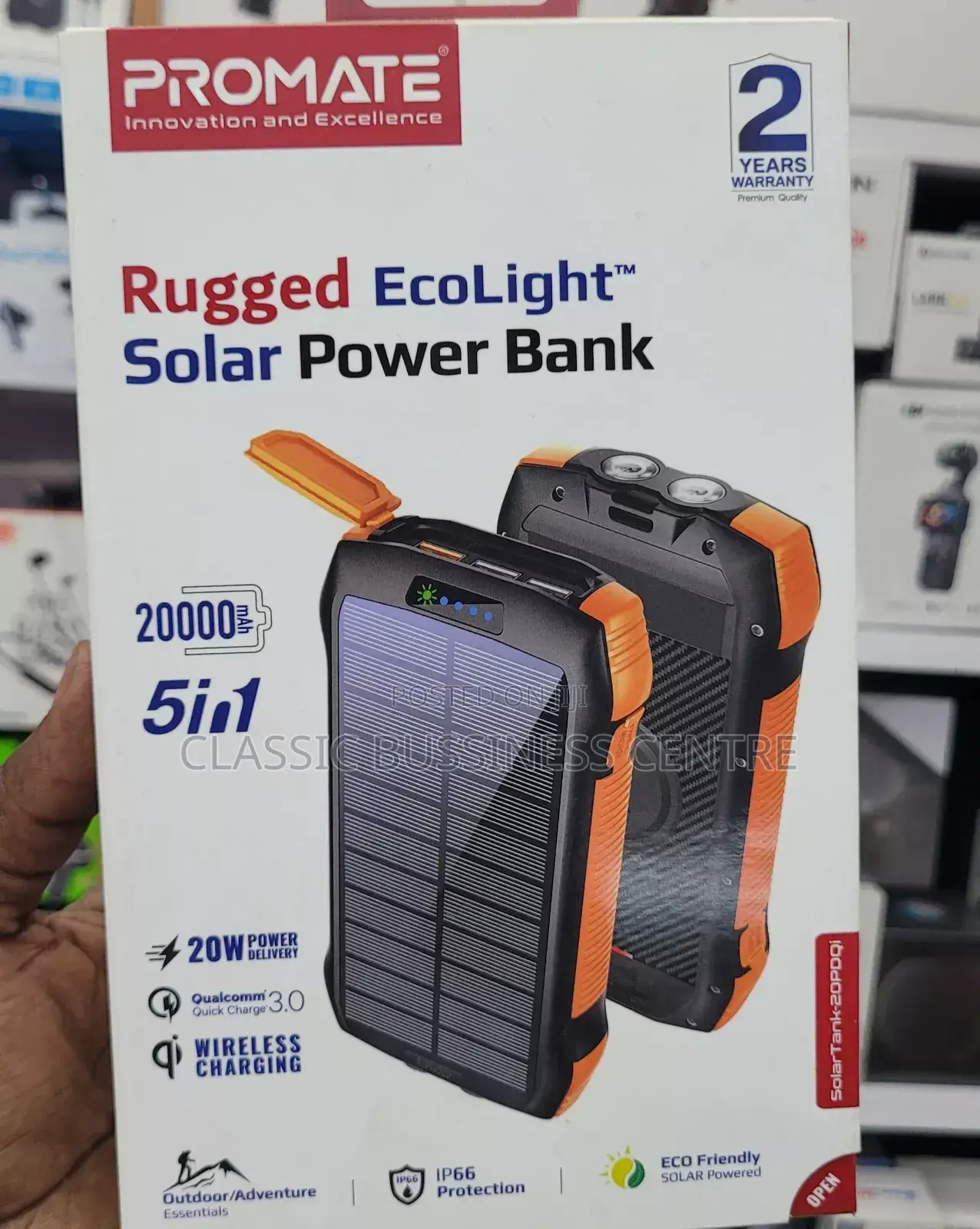 Promate(5in 1) 20000mah Solar Powerbank