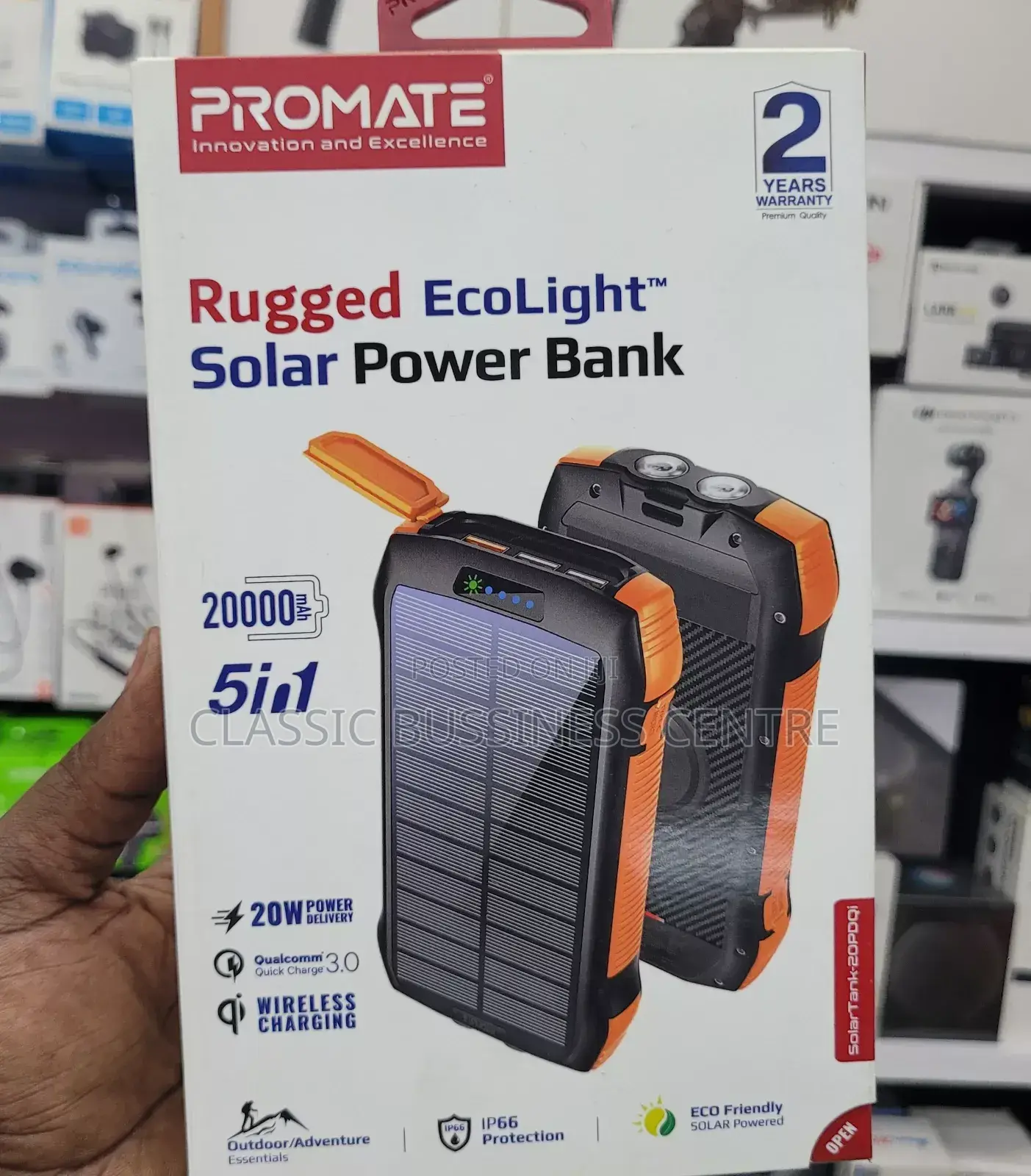 Promate(5in 1) 20000mah Solar Powerbank