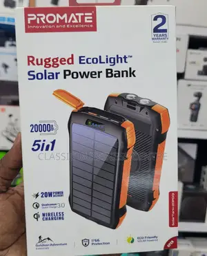 Promate(5in 1) 20000mah Solar Powerbank