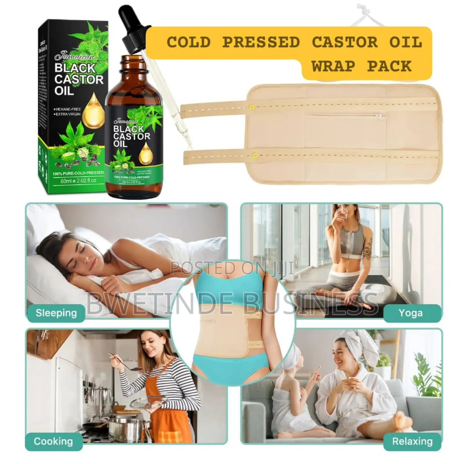 Cold Pressed Organic Castor Oil Pack - Complete Kit Bundle
