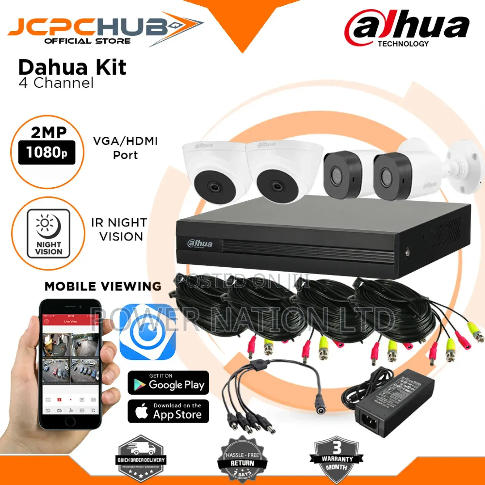 4 Channel 2mp Dahua CCTV Camera Full Kit Latin
