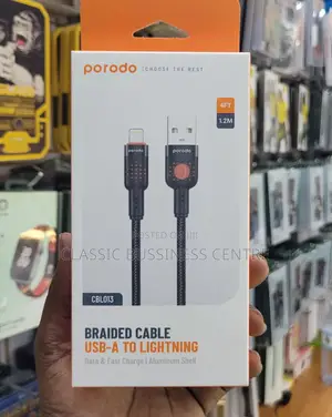 Porodo Braided Cable USB a to Lightning