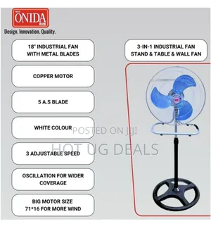 3 In 1 18 Inch Stand Fan - Silver Black