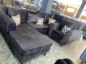 L Sofa Bed in Dark Gray Color With Fiber Cushions Available