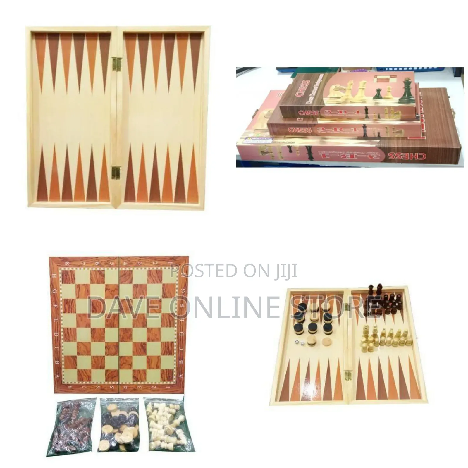 Medium Size 3 Games in 1 Chess, Checkers and Backgammon-