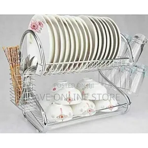 2 Tier Stainless Steel Dish Rack for Draining Utensils