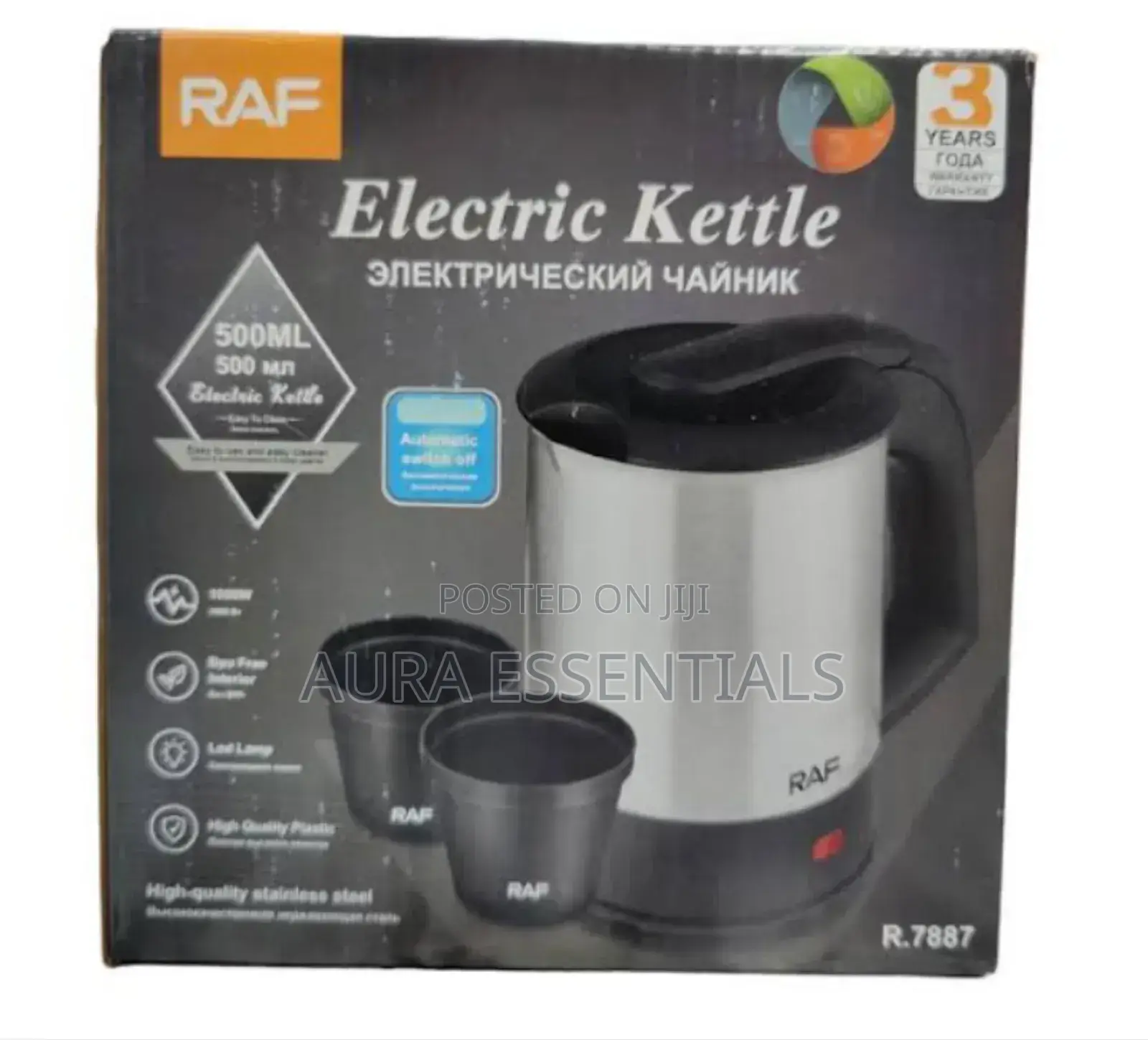 RAF 0.5L Kettle With 2 Cups, 1000w