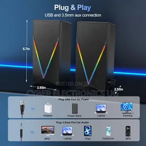 Portable Computer Bass Speakers USB Powered With Aux Pin