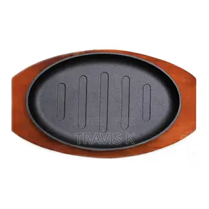 Cast Iron Steak Plate Pan BBQ Grill Platter