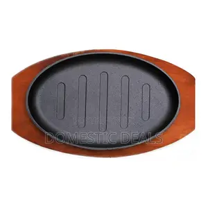 Cast Iron Steak Plate Pan BBQ Grill Platter