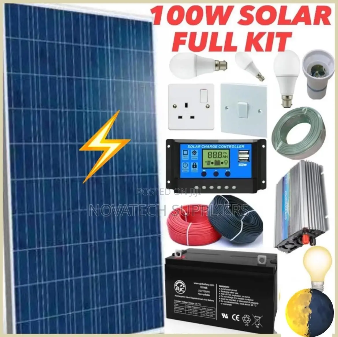 100W Solar Energy System Full Kit / VRLA