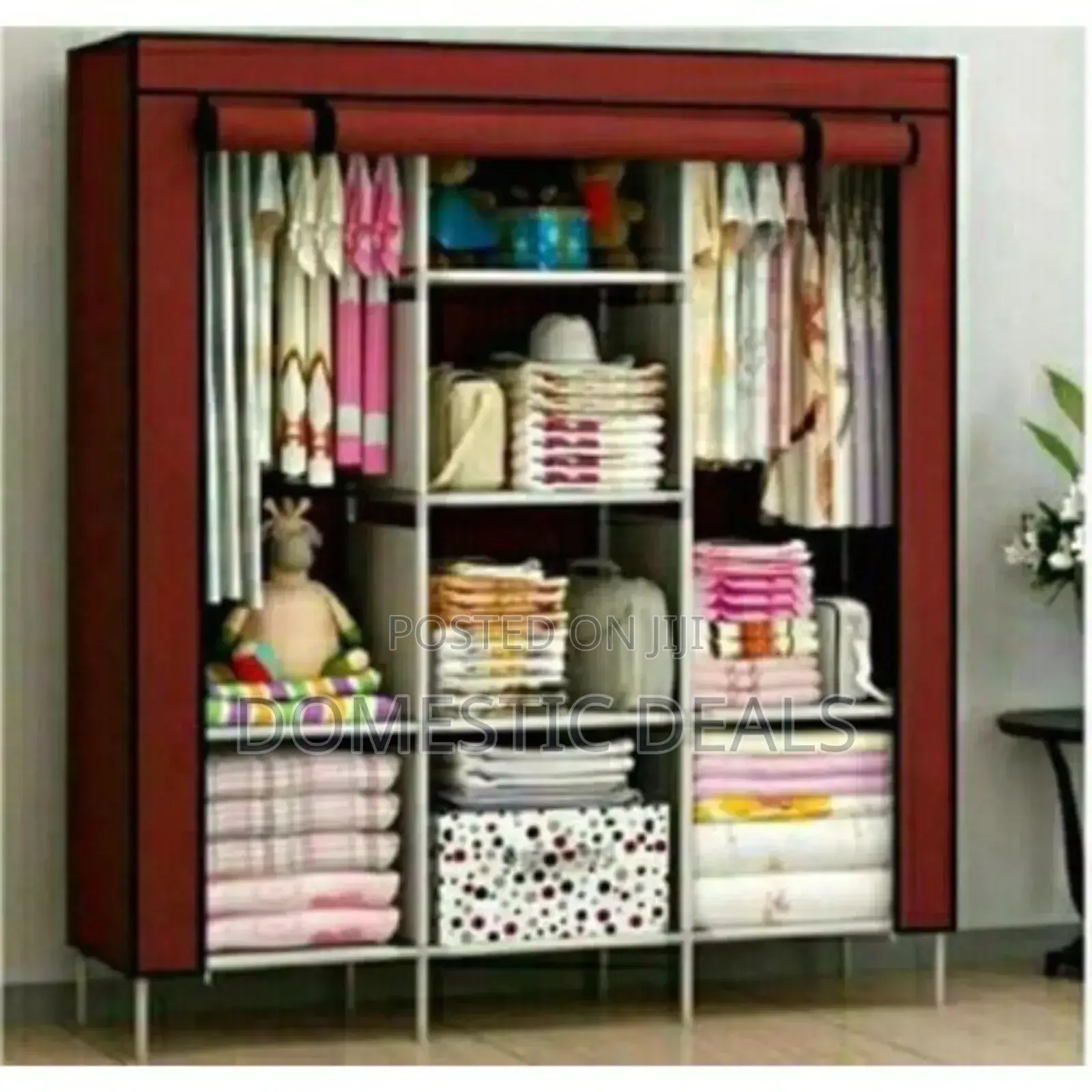 3 Collum Cloth Fram Portable Wardrobe Storage