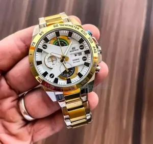 Casio Edifice Gold Silver Tone White Dial Chronograph Watch