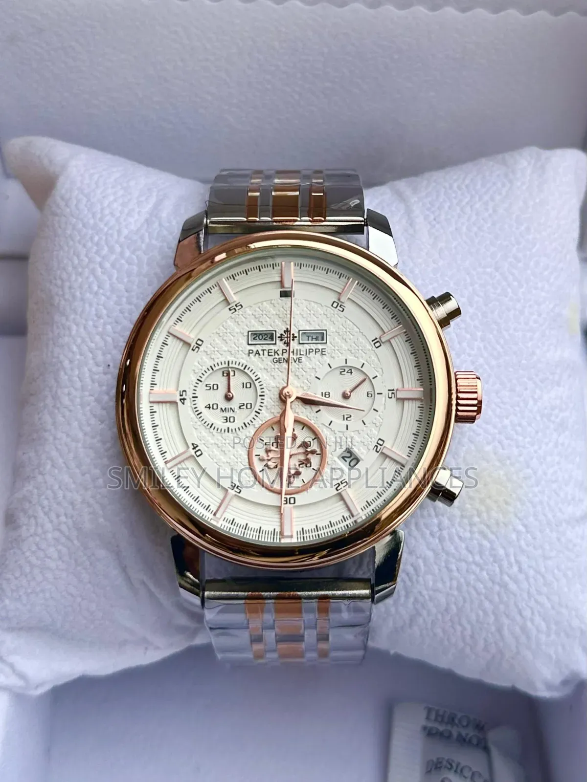 Patek Phillipe Silver Brown Strapped Classy Analog Watch