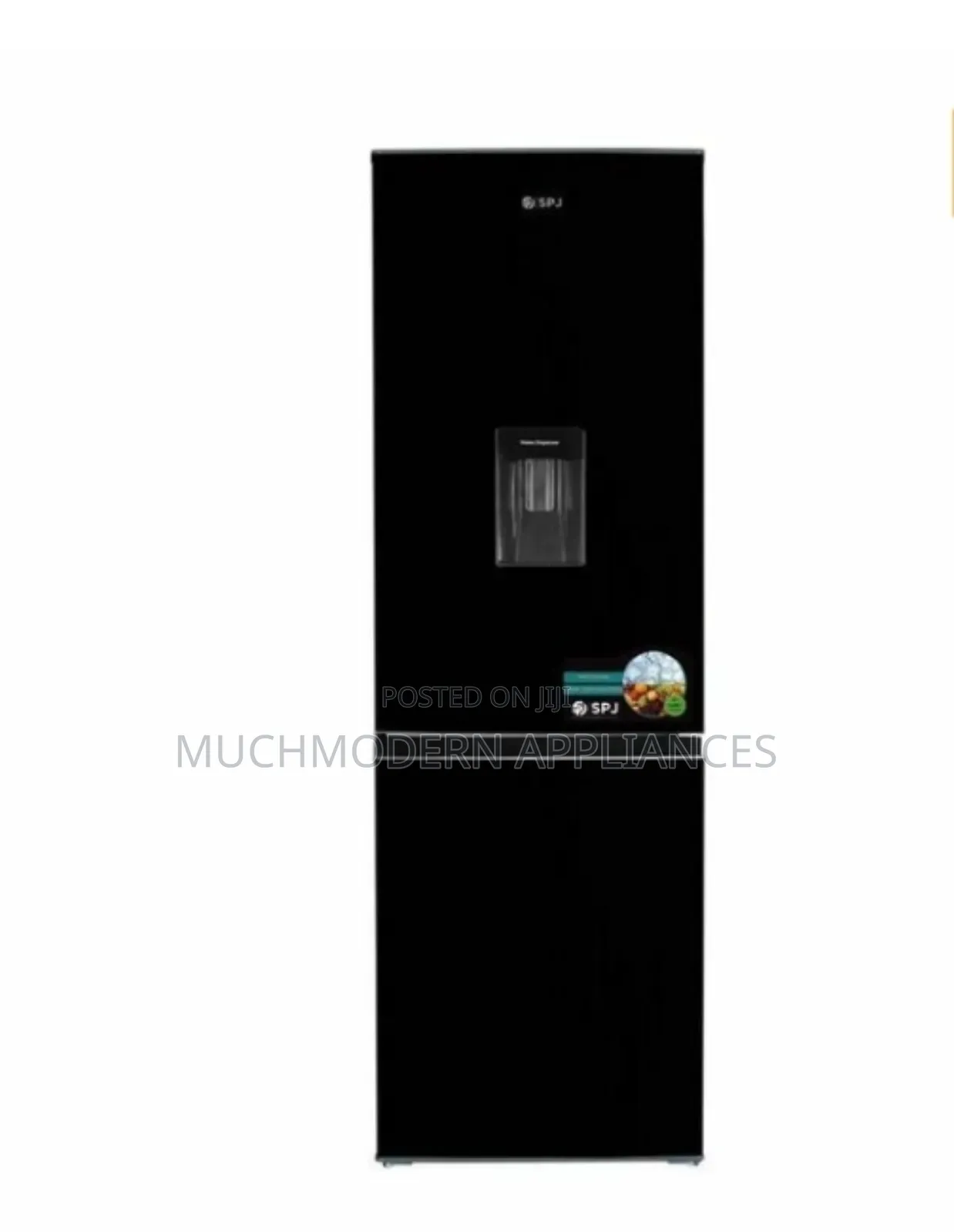 SPJ 429L 2-Door Bottom Freezer,Water Dispenser (Black Glass)
