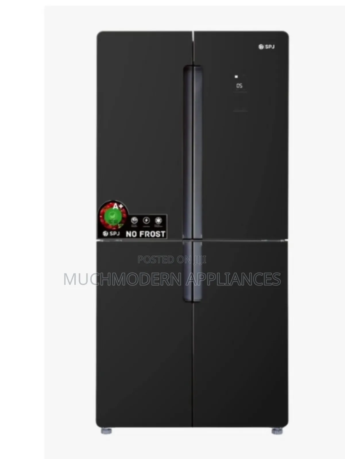 SPJ 559L 4-Door Frost Free Refrigerator, Black Glass