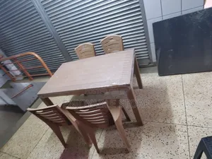 Dining Plastic Table and 4 Chairs Brown
