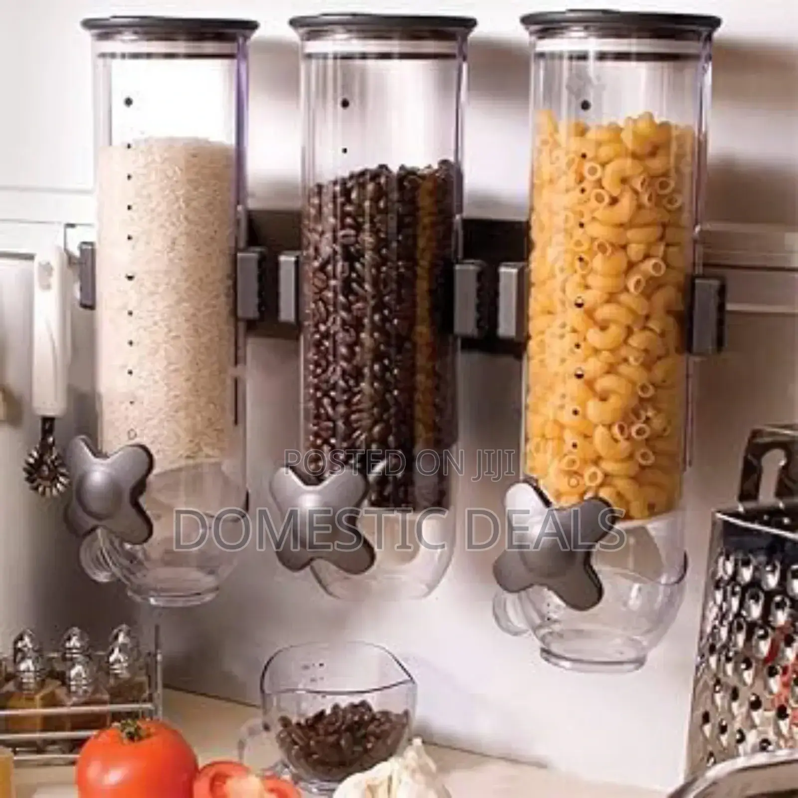Cereal Dispenser Wall Mount, Triple Dry Food Dispenser